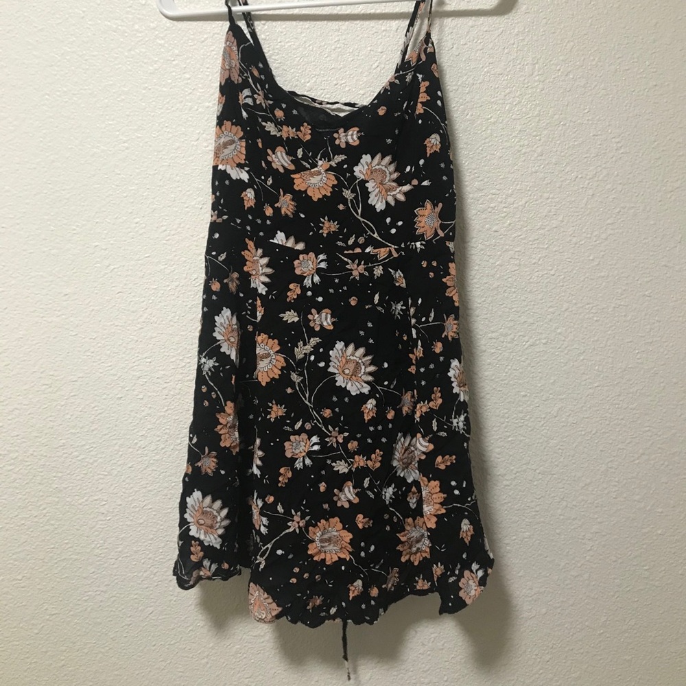 Mini dress black with pink floral